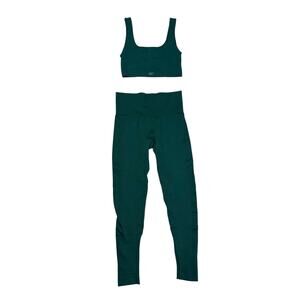 SET Active Sculptflex 2 Piece Set Sports Bra Leggings Women's Small Mojito Green